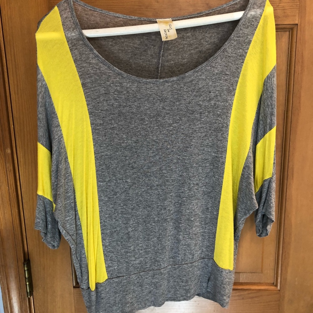 Grey and Yellow Colorblock Top